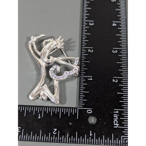 Silver Tone Angely Brooch Blue Rhinestone Christmas Winter Birthstone - Picture 7 of 7